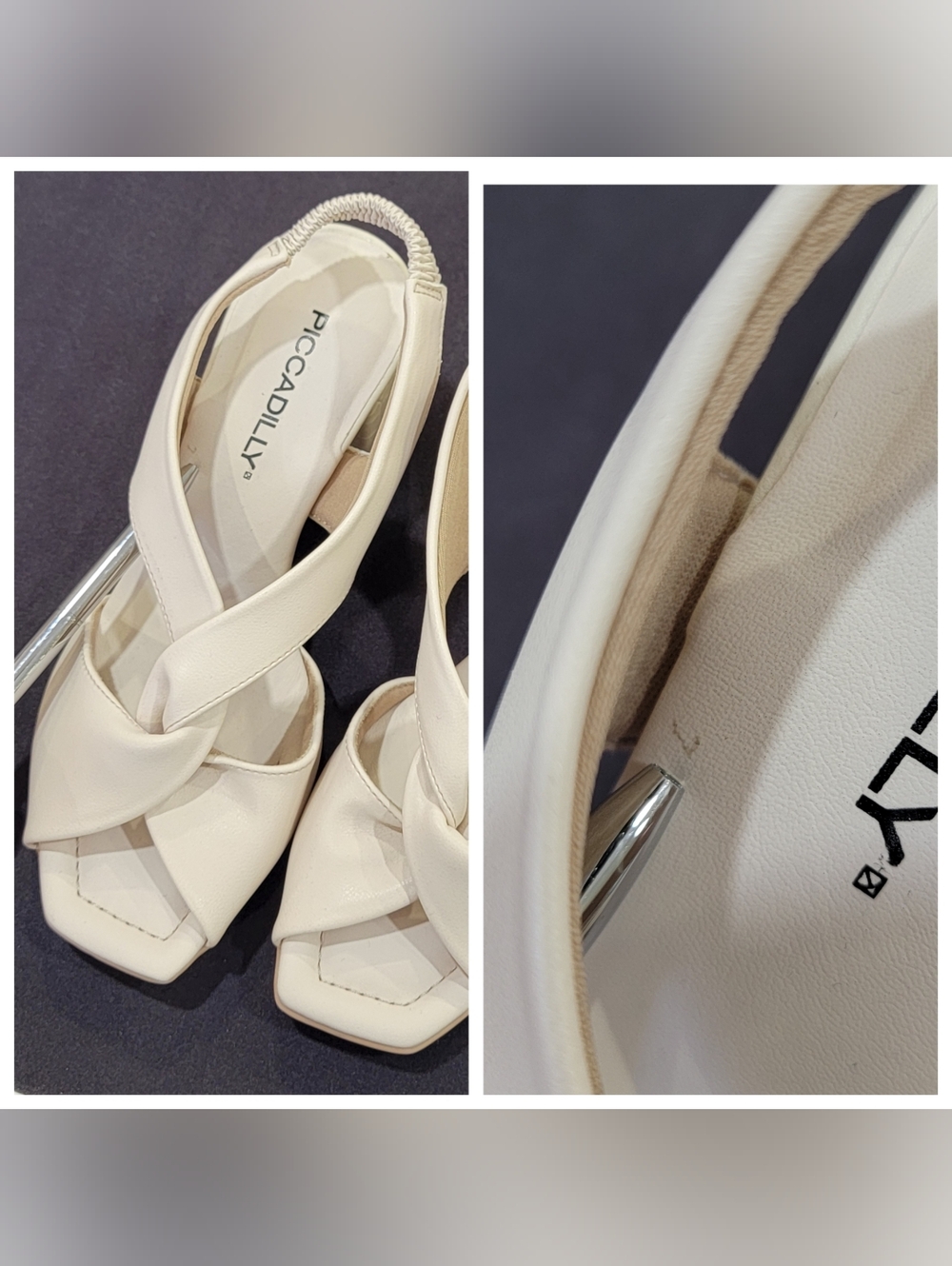 Piccadilly Off-White High Heeled Sandals Chunky Heel Cream Women's Size 4 - Picture 14 of 17